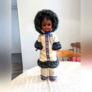 Reliable made in Canada Doll with indigenous clothing.  Inuit. GUC. 17 inches.